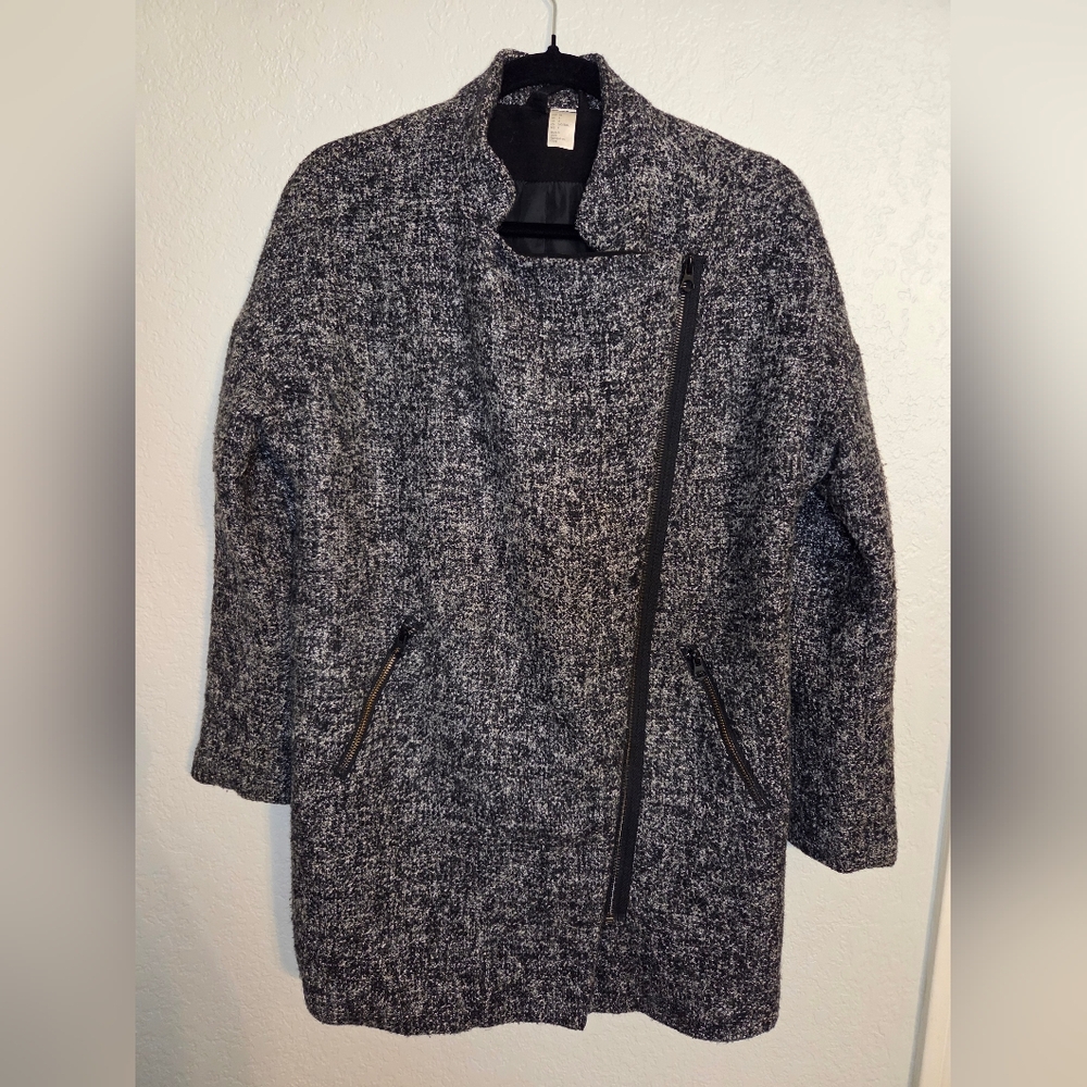 H&M Black and Gray Teddy Jacket